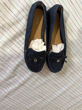 Michael Kors Dark Denim Navy Bow Moccasin Loafers